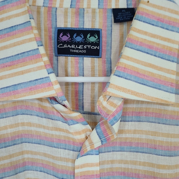 (656) Charleston Threads Men's Casual Linen Short Sleeve Button Down Shirt, XL - Picture 6 of 15